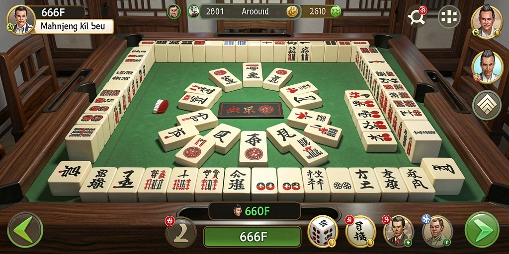 Screenshot gameplay 666F yang menunjukkan suasana permainan Mahjong.