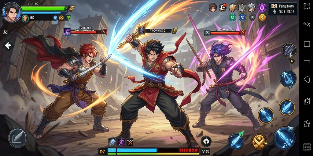Gameplay DKK yang menawarkan pertarungan seru antar karakter Anime.