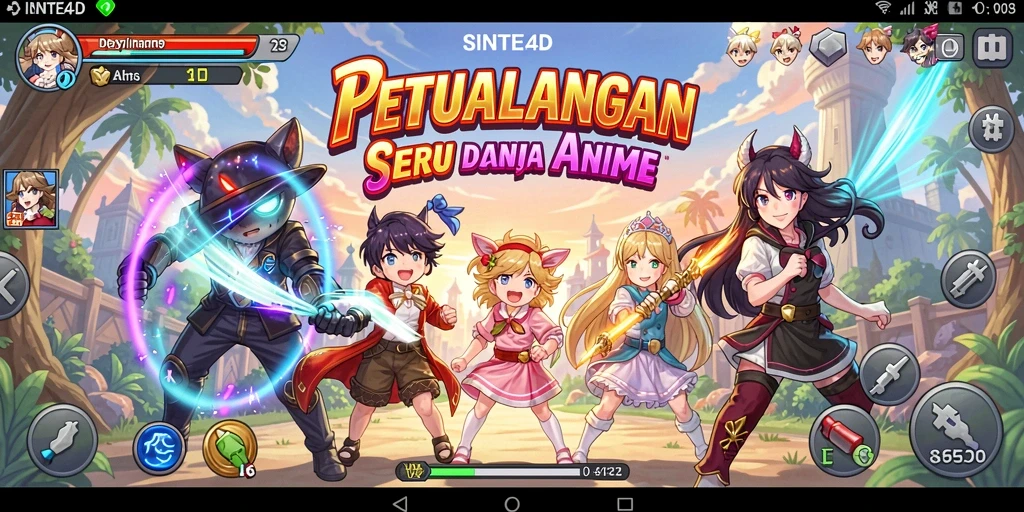 Tampilan gameplay SINTE4D yang penuh warna dan menawan.
