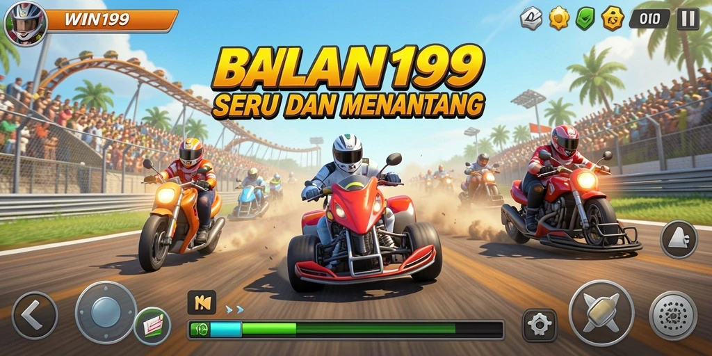 Gameplay seru dari WIN199 dengan mobil balap yang memukau.